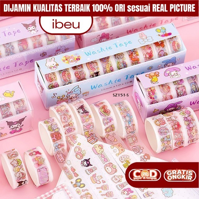 

IBEU Mainan Sticker Tape Selotip Roll Kuromi Sanr!o DIY Kreatifitas Anak Perempuan 3 4 5 7 Thn