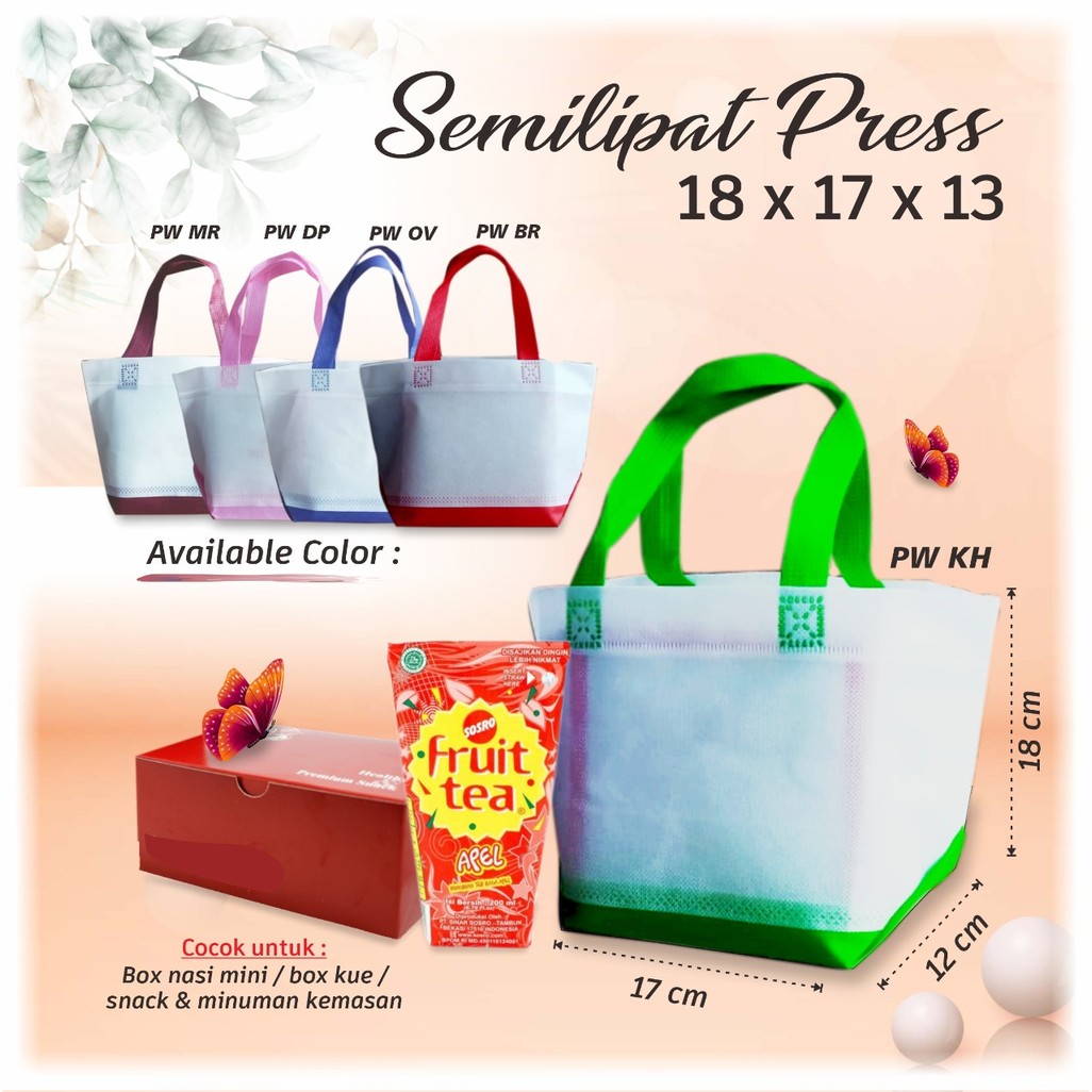 

[LUSINAN] Tas Souvenir Pernikahan Tas Bingkisan Bahan Spunbond Goodie Bag Souvenir 18x17x13