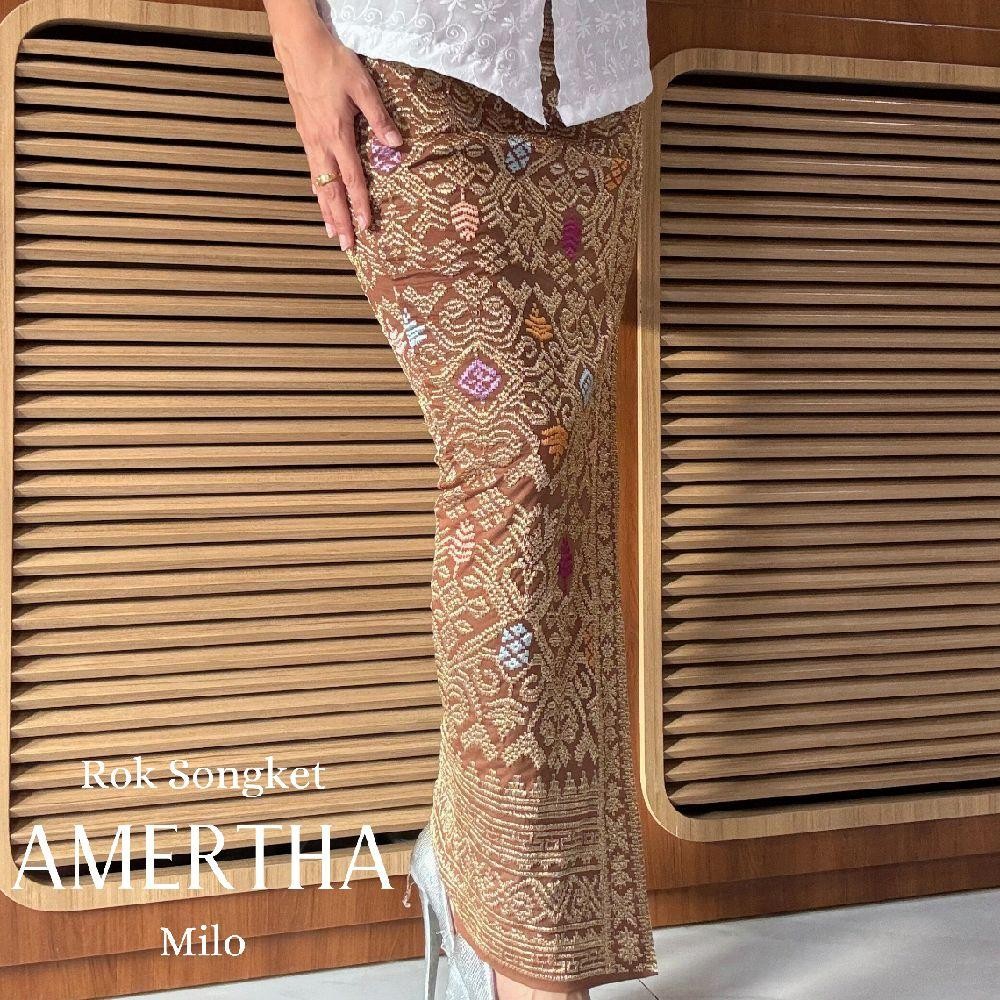 Rok / Kamen Songket Bordir Stretch Benang Full Emas Amertha