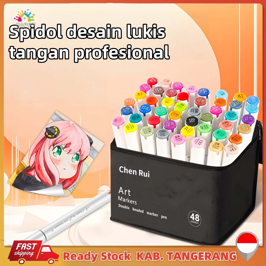 

Chenrui Spidol Warna Warni Dual-tip(ujung brush+ujung broad)Art Marker Set Markers
