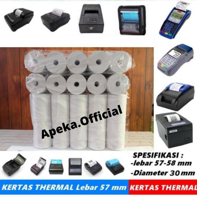 

Kertas Struk thermal EDC Paper Roll Termal EDC Thermal Printer Mini Bluetooth 57x30 58 / 57 x 30
