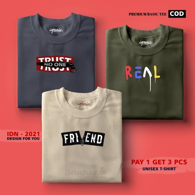 BELI 1 DAPAT 3 PCS ( BAHAN TEBAL ) BROTHER STORE / Kaos Distro 100% Catoon Combed 24s / Kaos Print /