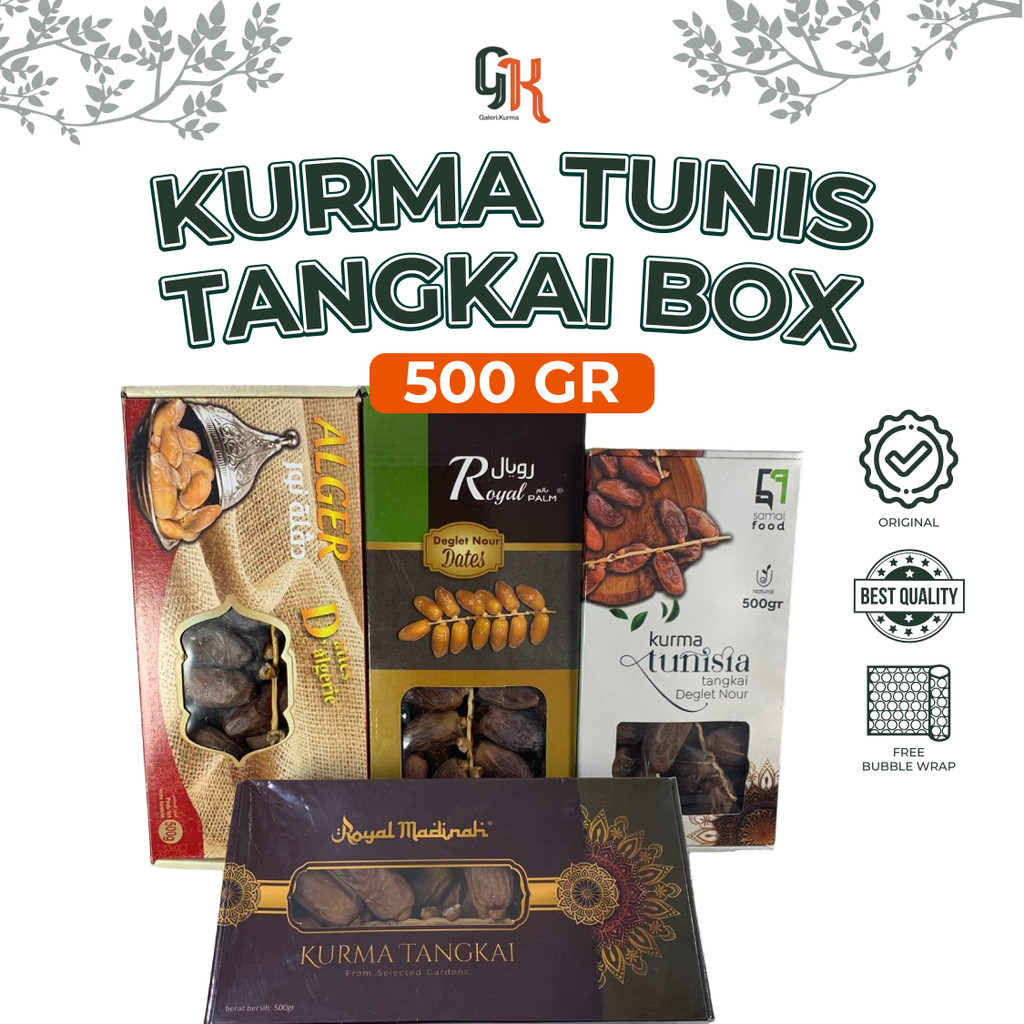 

Kurma Tunisia Tangkai 500Gram Kemasan Box