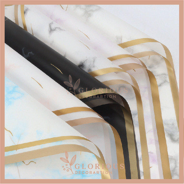

Kertas Buket Bunga Motif Marble List Gold Wrapping Paper