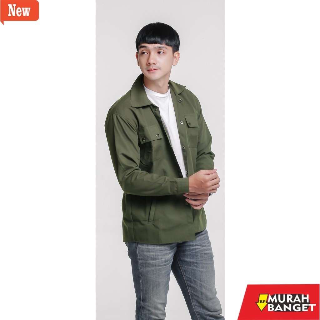 jaket kulit pria garut AZ-Jaket Kemeja Semi Parka Army-Jaket Pria Wanita Kekinian