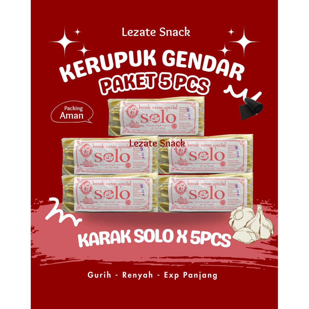 

Sedap Snack - Paket Kerupuk Gendar Rahayu Isi 5 Pack Murah Enak Renyah / Krupuk Karak Gendar Puli Mentah Rasa Bawang Karak Valentin Valentine