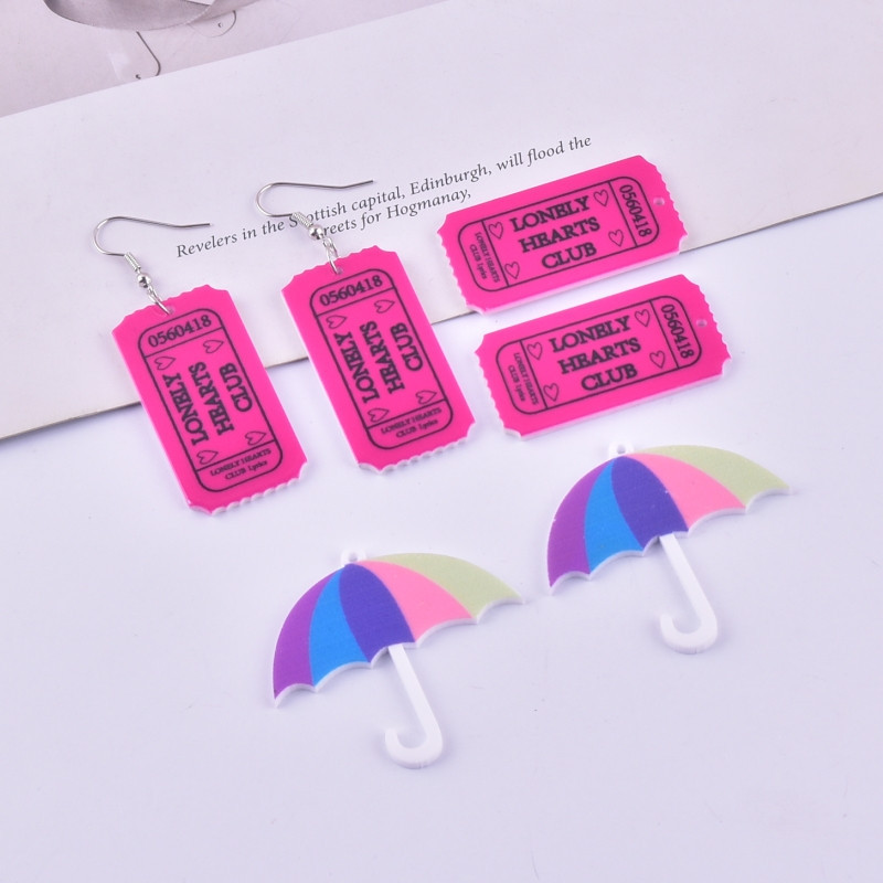 

10pcs/pack Fashion Lonely Heart Club Brand Umbrella Acrylic Charms for Women Earring Necklace Jewelry DIY Making