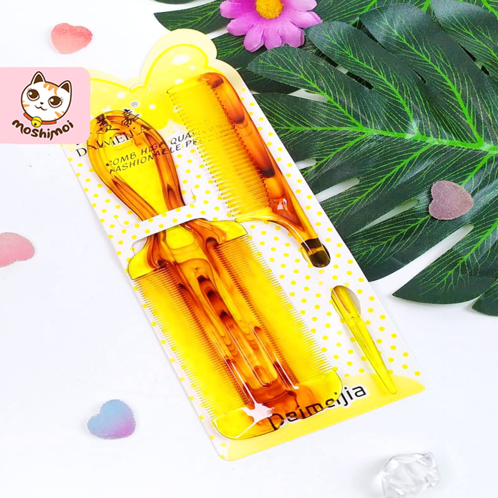 Sisir Serit Isi 2 / Sisir Fashion / Sisir Wanita Warna Coklat Bening