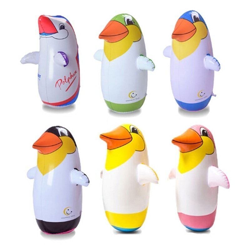 ACEH.ANSA 131370 Balon Tinju Penguin Mainan Samsak Anak Tinjuan Karakter Motif Pinguin Boneka Angin 