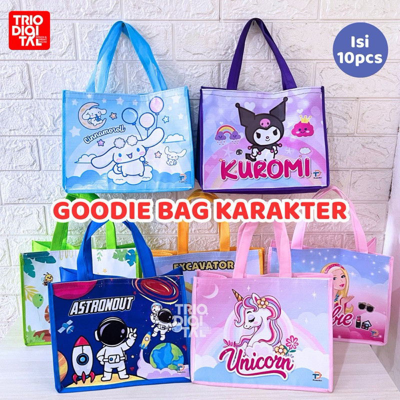 

cod PROSES JAHIT+PEREKAT (isi 10pcs) Tas Goodie bag Karakter Lucu muat KFC | acara Ultah Aqiqah Tedhak siten