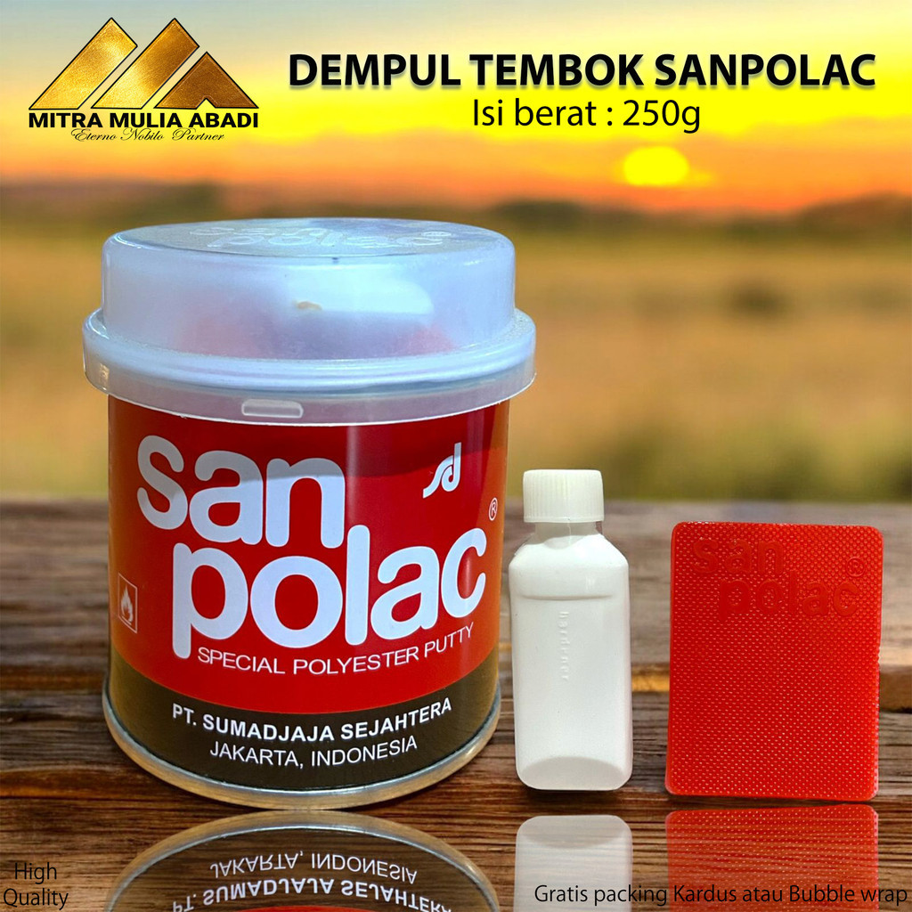 Dempul Plastik Polyester SANPOLAC 250g Dempul Body Mobil / Dempul Motor / Dempul Kayu