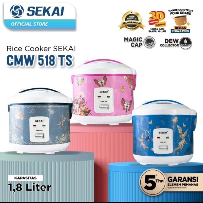 SEKAI Rice Cooker CMW518 1,8L Penanak Nasi Magic Com CMW 518 TS 2in1
