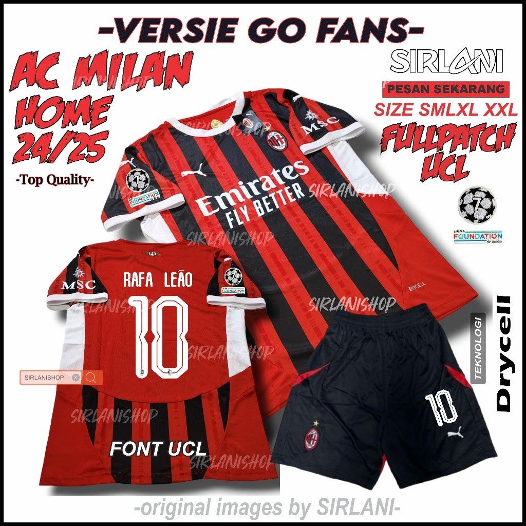 JERSEY TERBARU MILAN HOME 2024 2025 AC MILAN HOME NEW 24 25