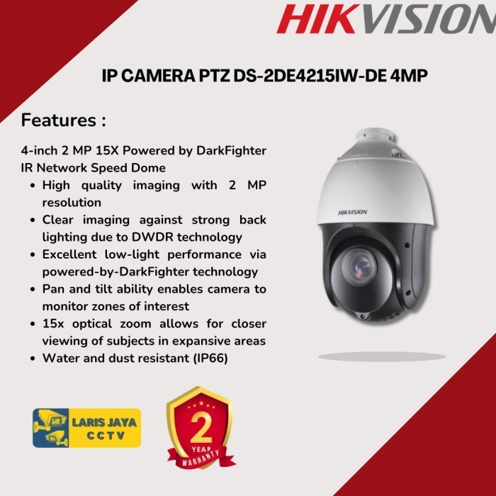 CAMERA CCTV IP PTZ HIKVISION DS-2DE4215IW-DE 2MP 15x opticalzoom