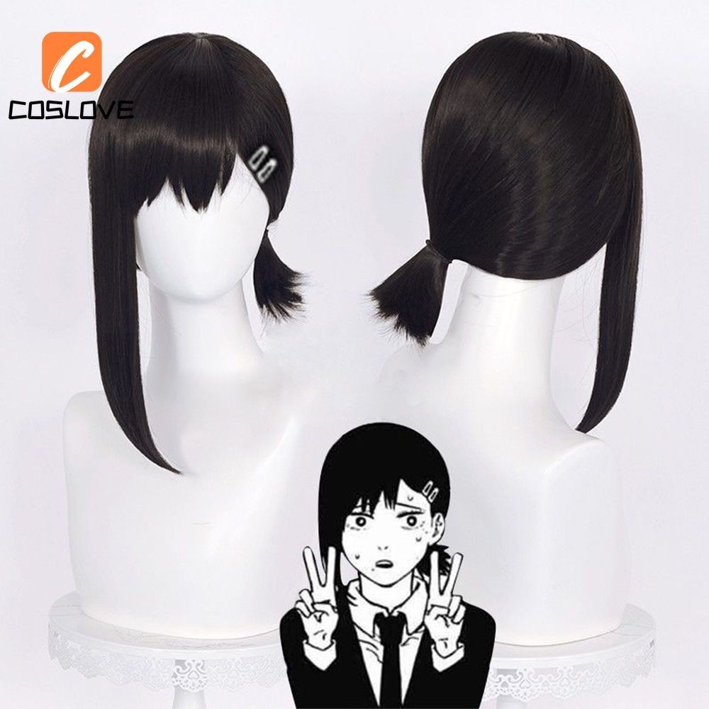 Anime Chainsaw Man Higashiyama Kobeni Cosplay Wig Suit for Girl Cosplay Short Black Hair Woman Cospl