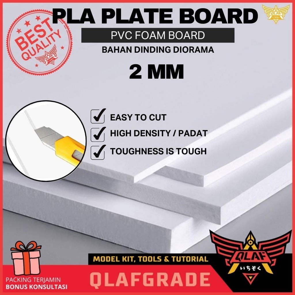 PLA PLATE BOARD PVC FOAM LARGE 2mm - diorama dinding maket model
