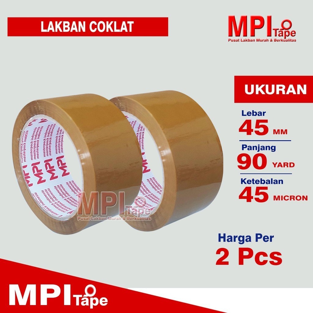 

2 Pcs - Lakban Coklat MPI 45 mm x 90 Yard untuk Packing Hemat dan Berkualitas
