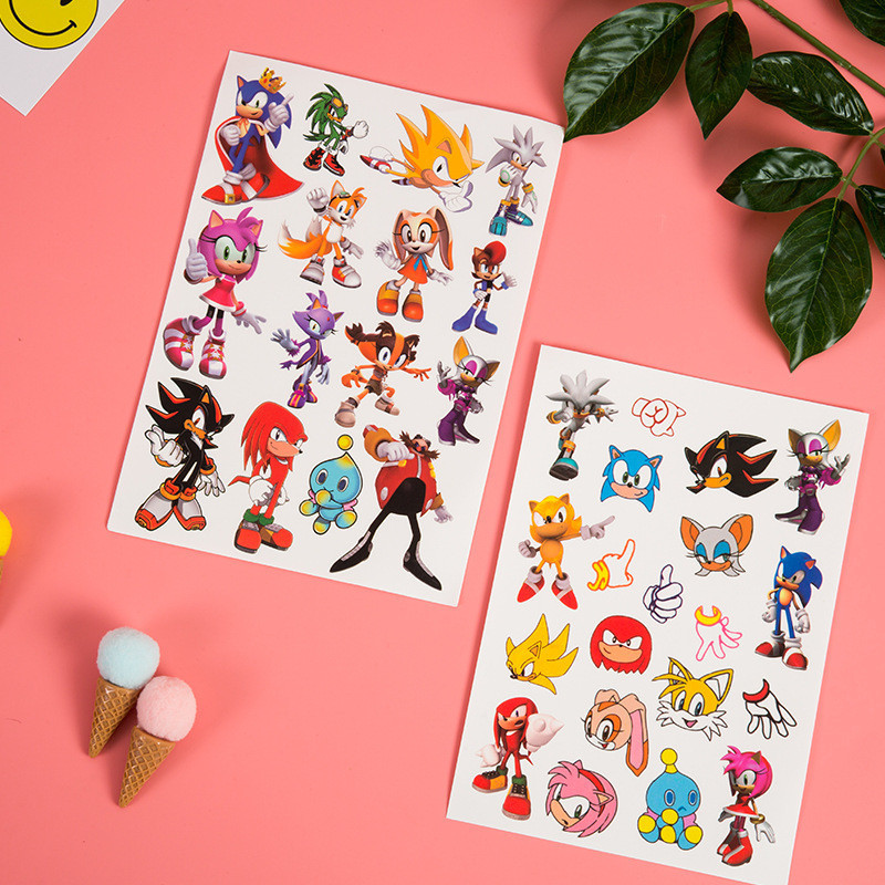 New Hedgehog Sonic Theme Stickers Temporary Tattoos Waterproof The Cartoon Anime DIY Sticker Tattoo 