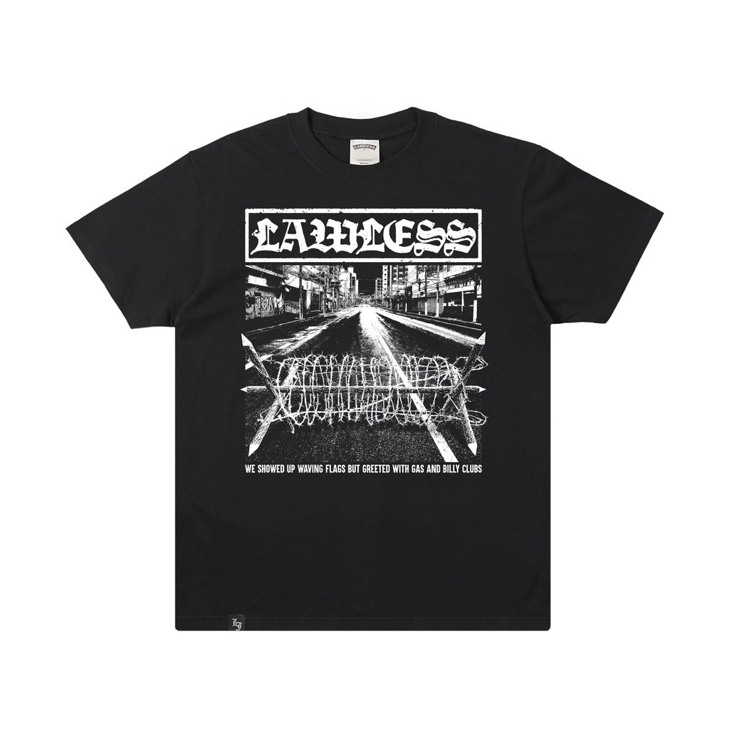 【COD】 NEW 【COD】Lawless Jakarta - Road Block Tshirt - Black Tidur pendek Fashion Hardworking T shirt 