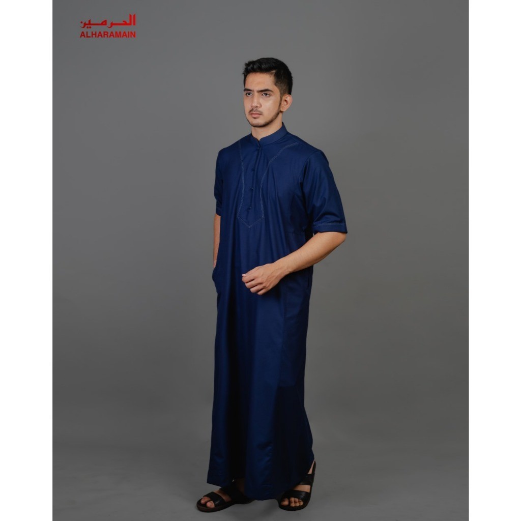 AL Haramain Jubah / Gamis Pria Dewasa Premium Resleting (IGH 001) | Navy | Biru Muda | Coklat Tua | 