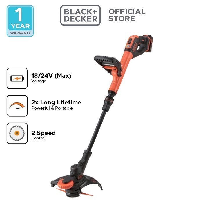 Black+Decker String Trimmer With Blade and Line / Pemotong Rumput Baterai 18/20V (max) BCBT1820D1