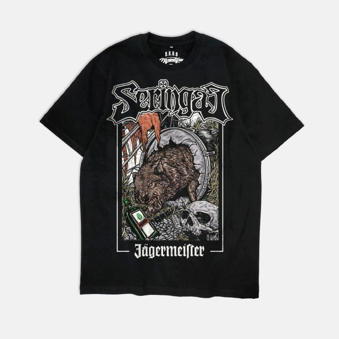 SOFIASTORE | kaos seringai x jager / t shirt seringai / kaos band premium katun 24s - Hitam, S