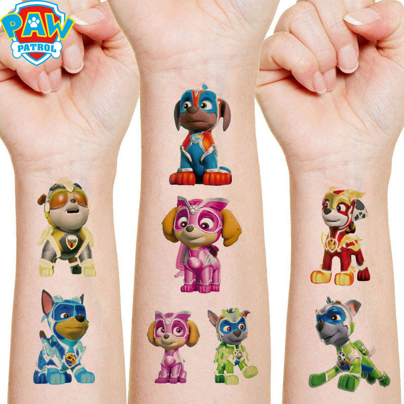 

12styles Paw Patrol Toys Tattoo Stickers Anime Pet Dog Model Doll Chase Marshall Rocky Cute Cartoon Children Stickers Gifts