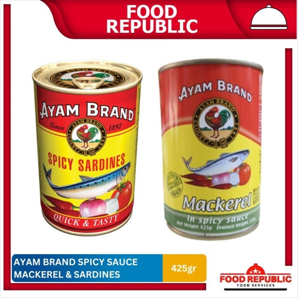 

AYAM BRAND 425gr IN SPICY SAUCE SARDINES / MACKEREL KALENG SARDEN FISH