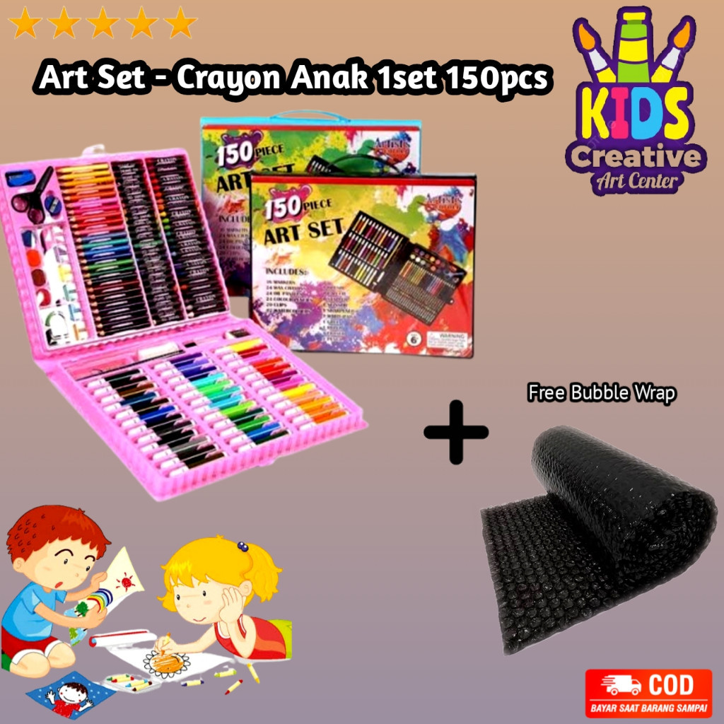 

Crayon Anak Set 150 pcs Set Spidol Alat Menggambar Mewarnai Pensil Krayon Set Art Colouring Free Bubble Wrap / S N