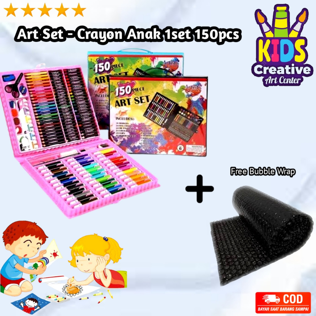 

Crayon Anak Set 150 pcs Set Spidol Alat Menggambar Mewarnai Pensil Krayon Set Art Colouring Free Bubble Wrap / I B