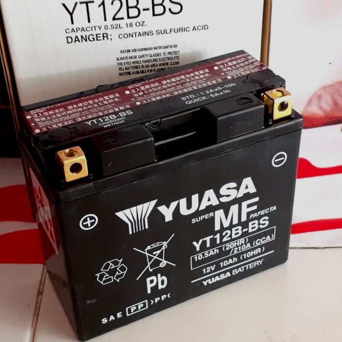 Aki Accu Motor Triumph Boneville, Truxton, Scambler YUASA YT12B-BS MF Aki Kering