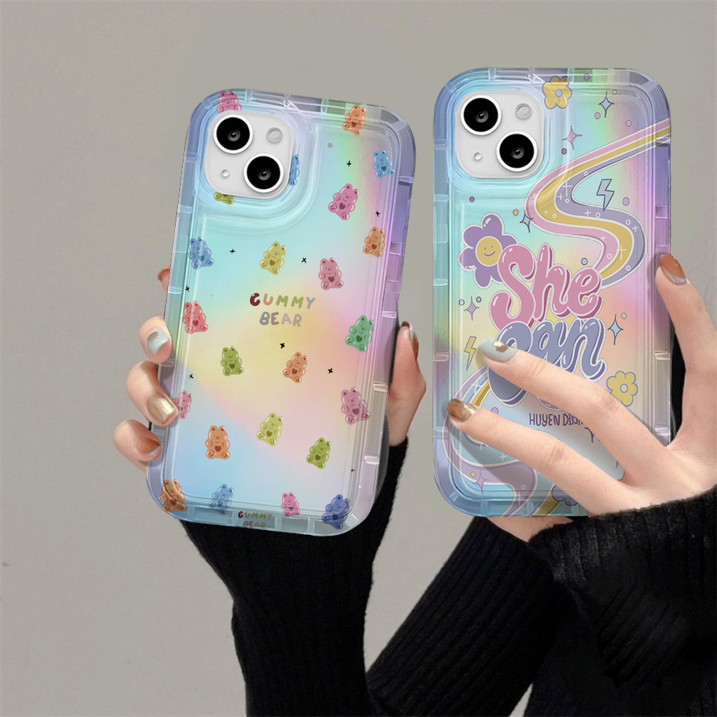 Casing ponsel pelangi yang diterangi cocok untuk laser XIAOMI M3 M4/M5 X3 Pro X5  Redmi 10 10C 12C 9
