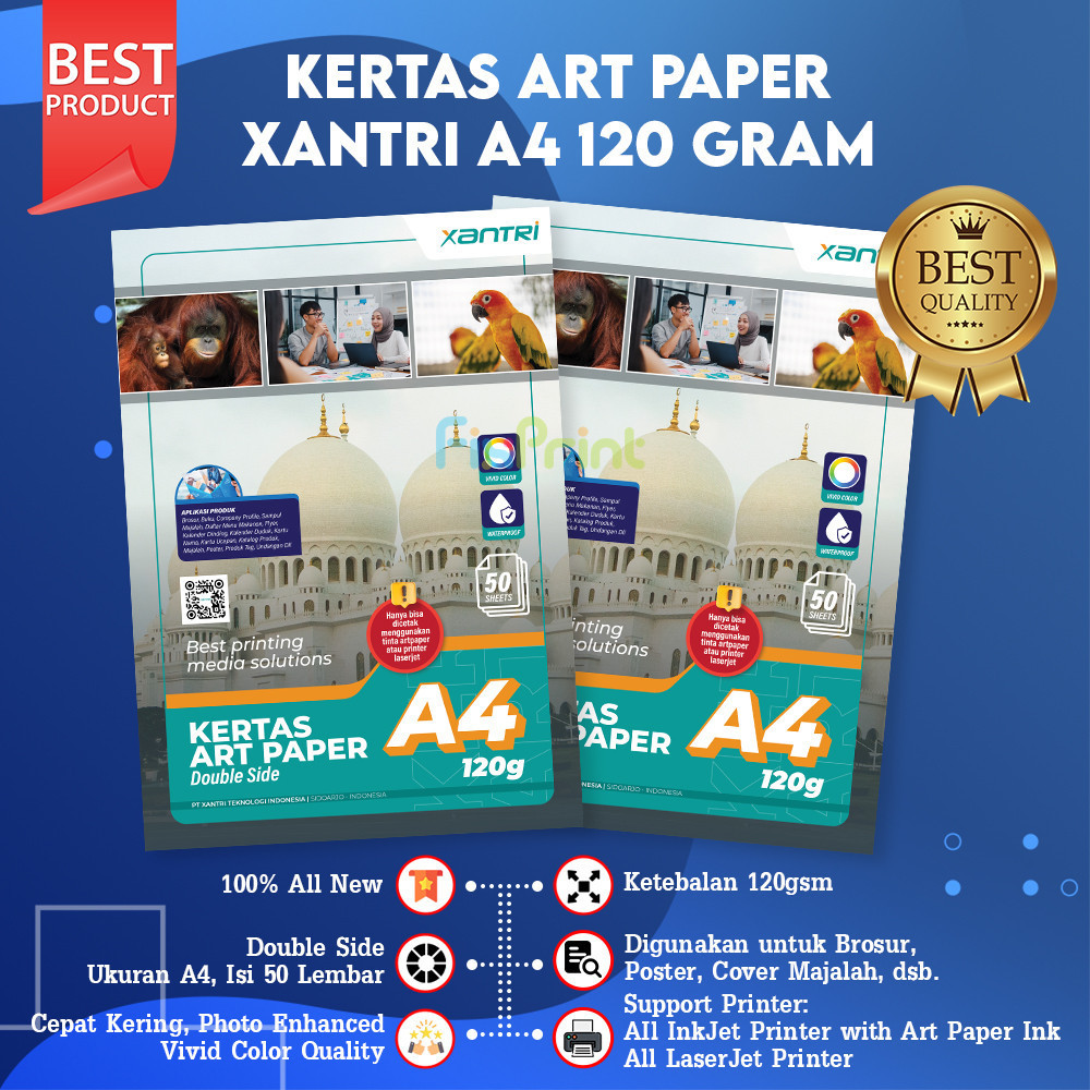 

50 pcs Kertas Art Paper A4 120gsm 120 gsm Print Foto Photo Double Side Kertas Art Karton Cartoon Carton