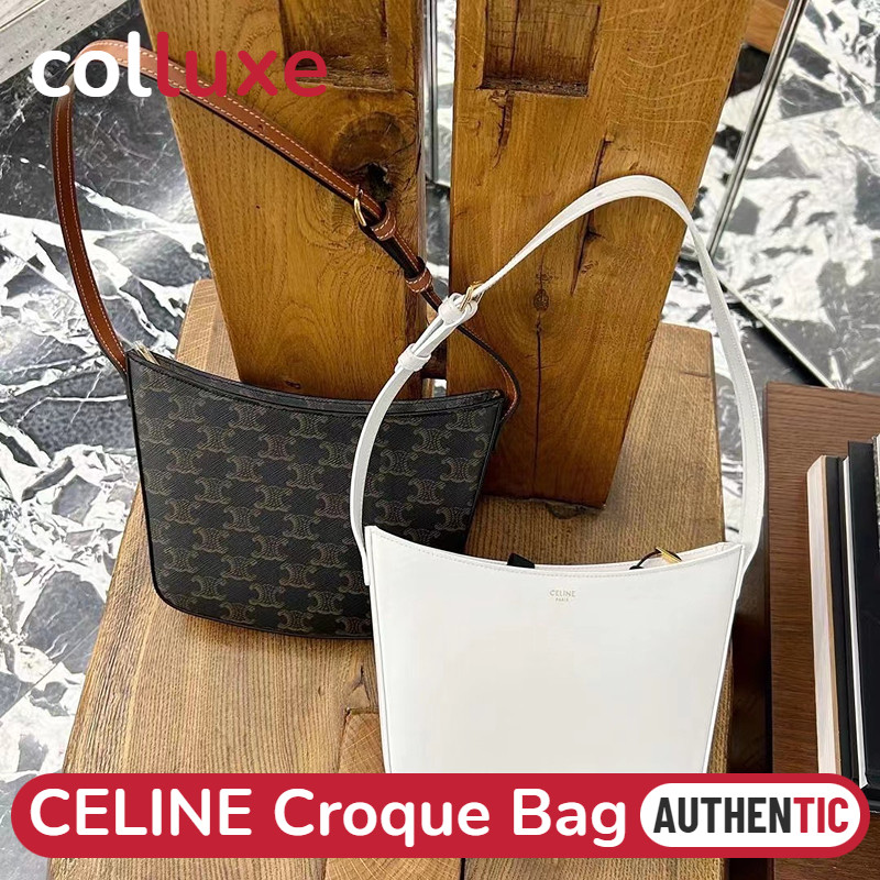 Celine Croque Hobo Bag Medium cowhide women's shoulder bag