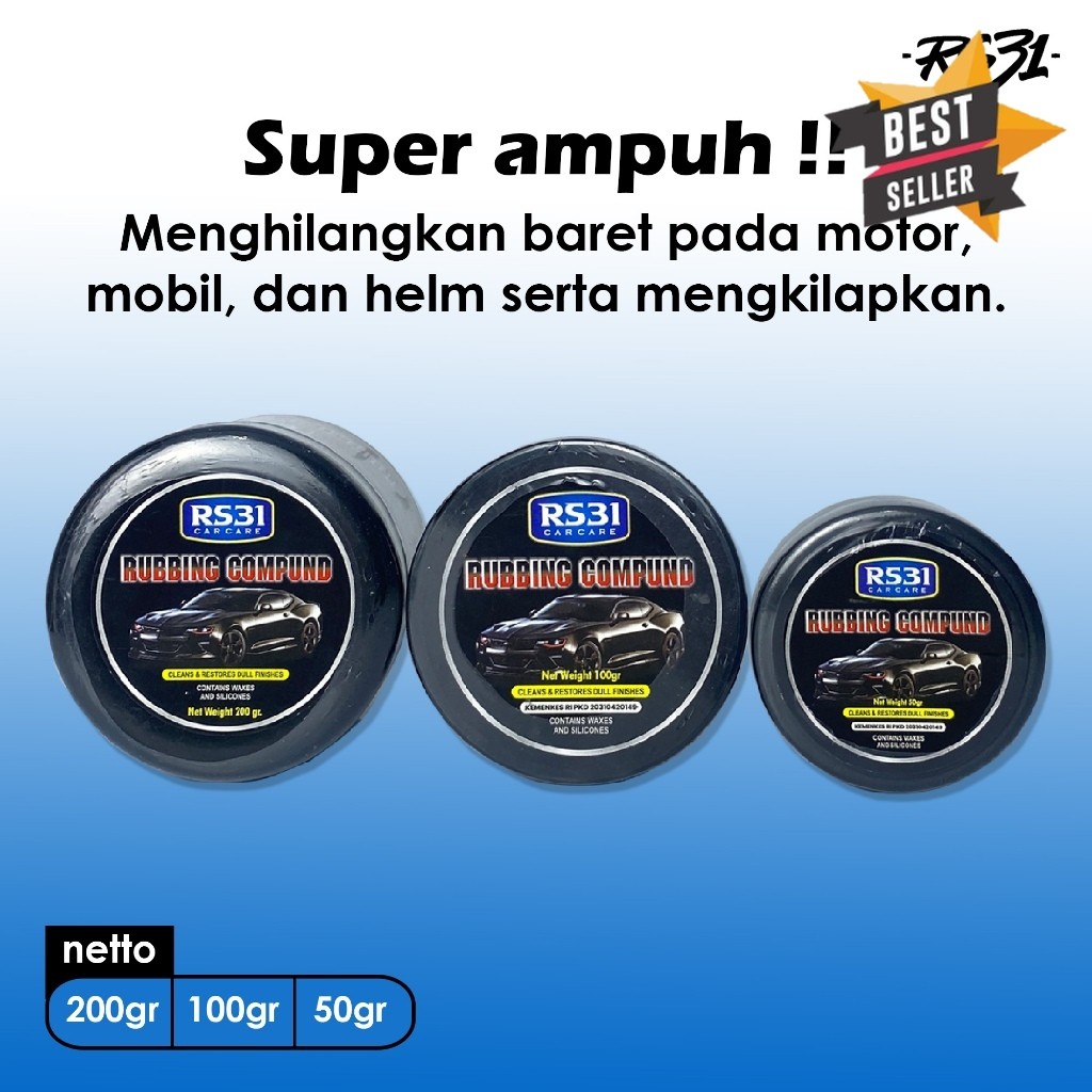 Kompon penghilang baret body mobil, aspa,  bodi motor, helm kaca goresan | Rubbing Compound RS31|