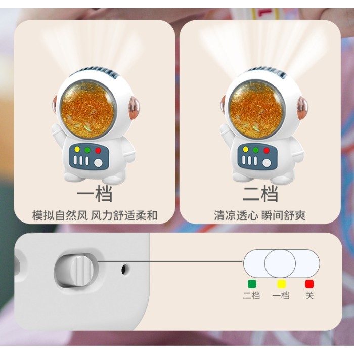 ✨TERLARIS ✨Kipas lipat leher gantung USB fan USB bank daya portabel - Kipas Hijau