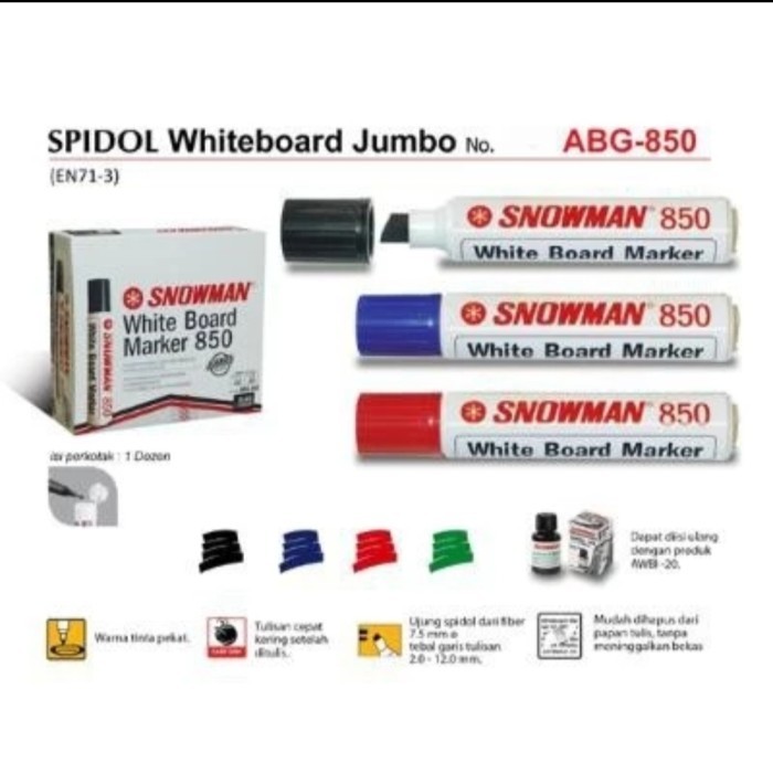 

Spidol Snowman Whiteboard Jumbo ABG-850 - Hitam