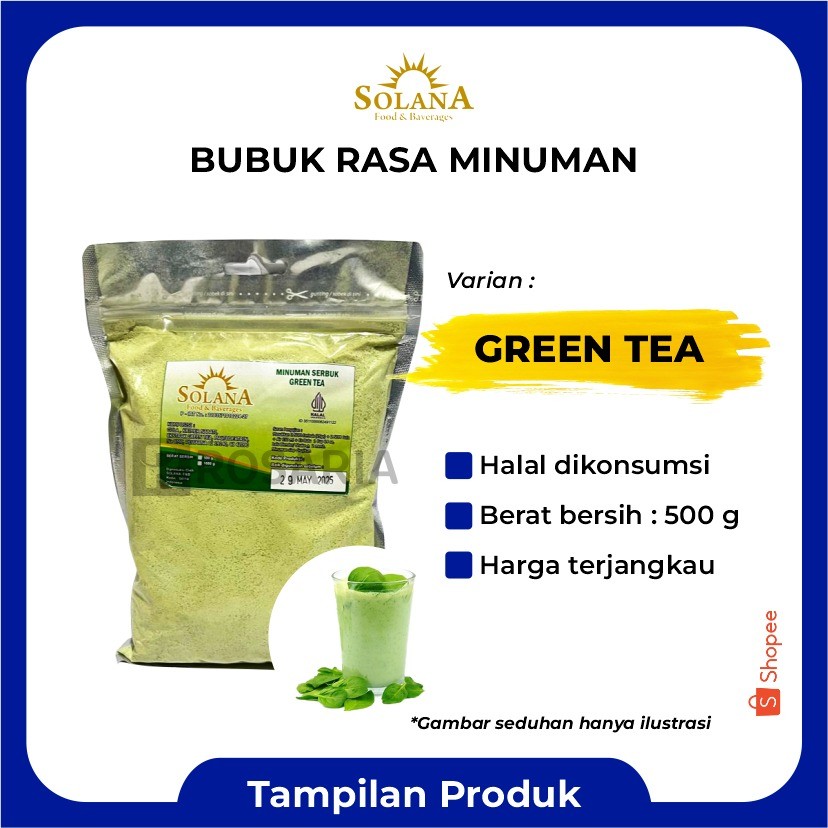 

Bubuk Rasa GREEN TEA Serbuk Minuman Permen Karet Merk SOLANA Premium Kekinian