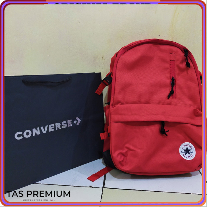 TP986 Tas Ransel Converse Backpack Sekolah Pria Wanita Anak Premium Import - Merah