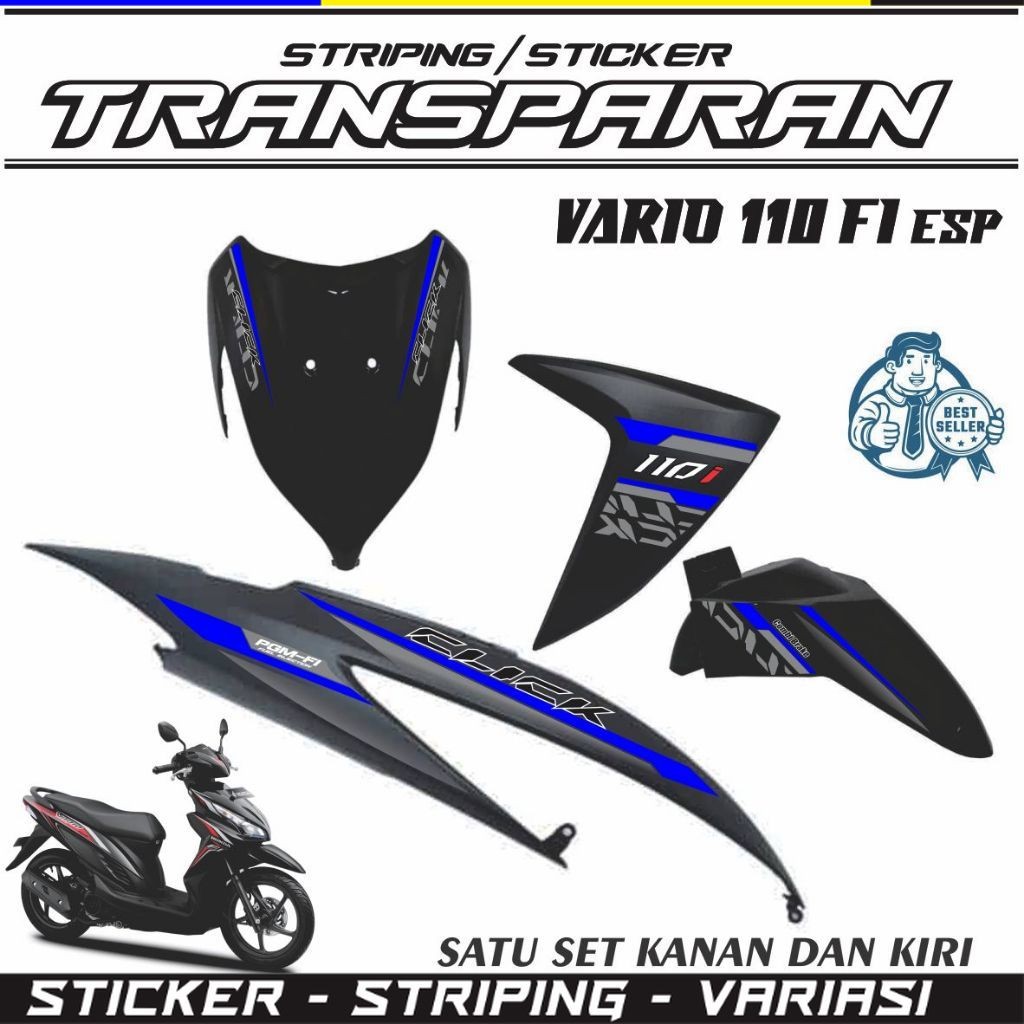 STRIPING VARIASI / striping sticker vario 110 fi/karbu motif click transparan custame