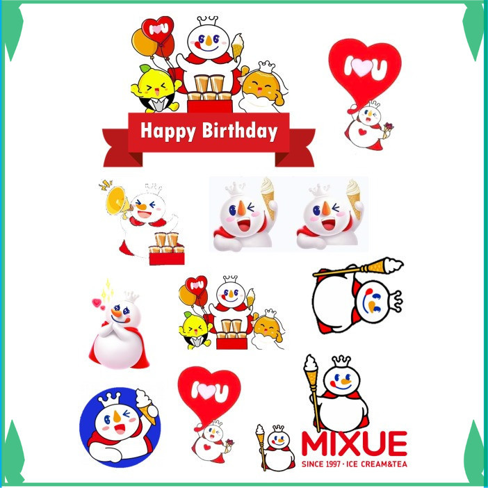 Topper Ultah MIXUE Custom/Topper Cake/MIXUE set hiasan kue - FADHILPRINT