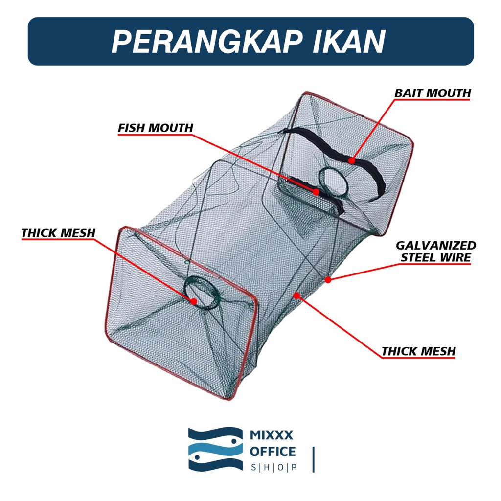 Mixxx Payung Bubu Jaring Jebakan Perangkap Udang Ikan Kepiting Model Payung 2 Lubang