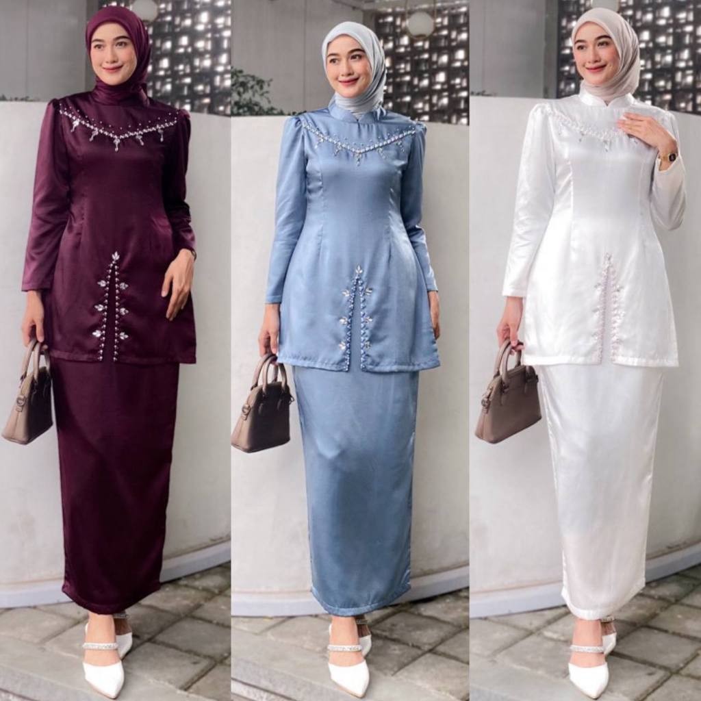 (ADA JUMBO) NEW Oneset Felicya Kurung Melayu Malaysia Setelan Wanita Baju Kondangan Kekinian Payet