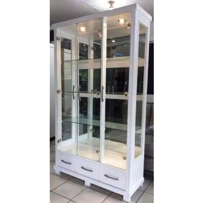 Lemari Hias Lemari Buku Lemari Pajangan Full Kaca 3 Pintu Minimalis *