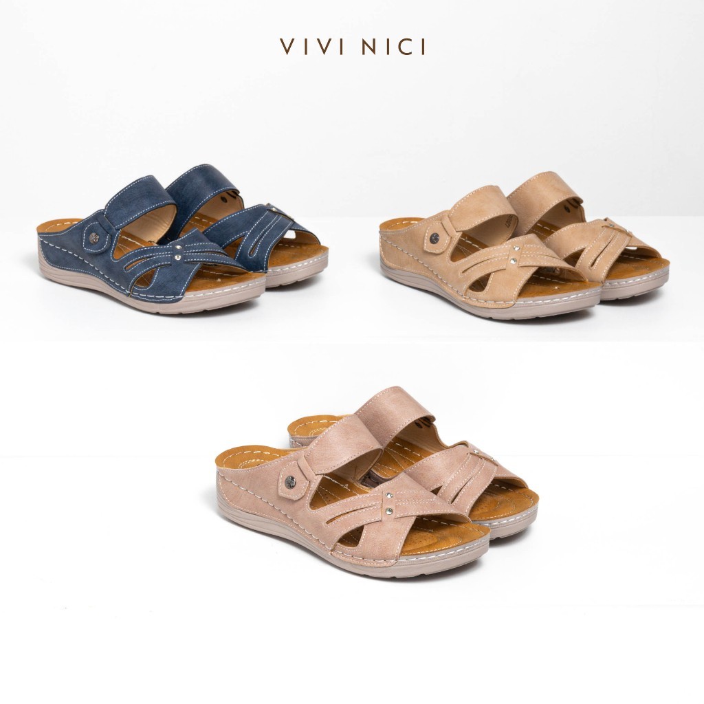 VIVI NICI - Fara Sandal Slip On Wedges Wanita Hak 5 Cm