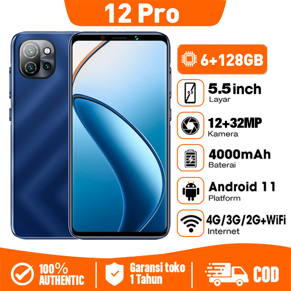 Hp murah 12 Pro besar RAM 128GB 12+32MP HD AI Camera 4000mAh hpmurah promo 1jutaan handphone Android