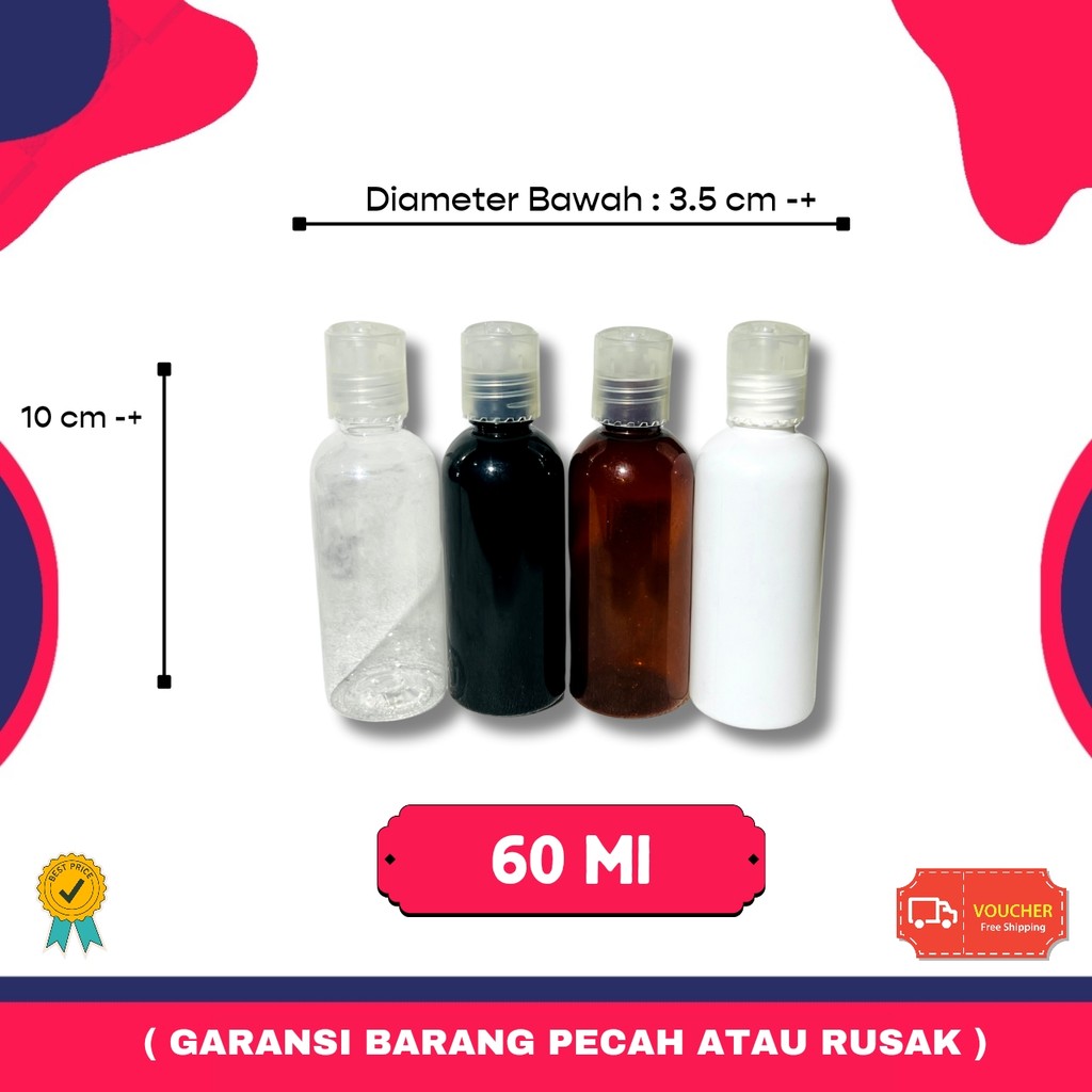 Botol Presstop 60ml Pet | Botol Br Kosmetik Skincare Tutup Presstop 60 ml