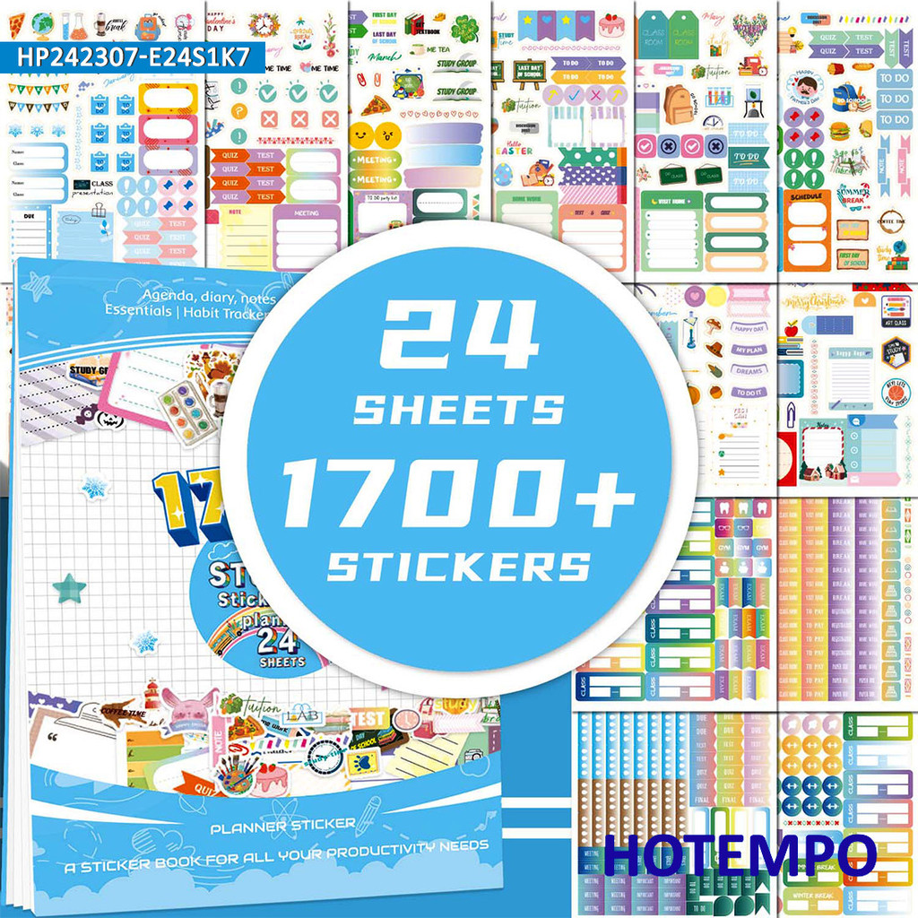 

1700PCS Planning Stickers Book Student Daily To Do Plan Cute Scrapbook for Reminder Remark Note Laptop Diary Study Phone Sticker