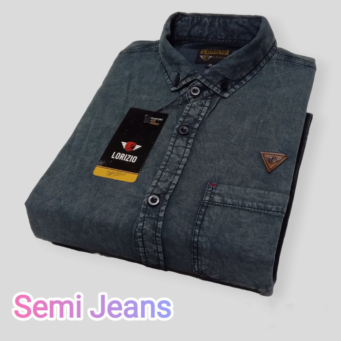 ✨BISA COD✨ -kemeja jeans pria lengan pendek  / ukuran M L XL - G538, L