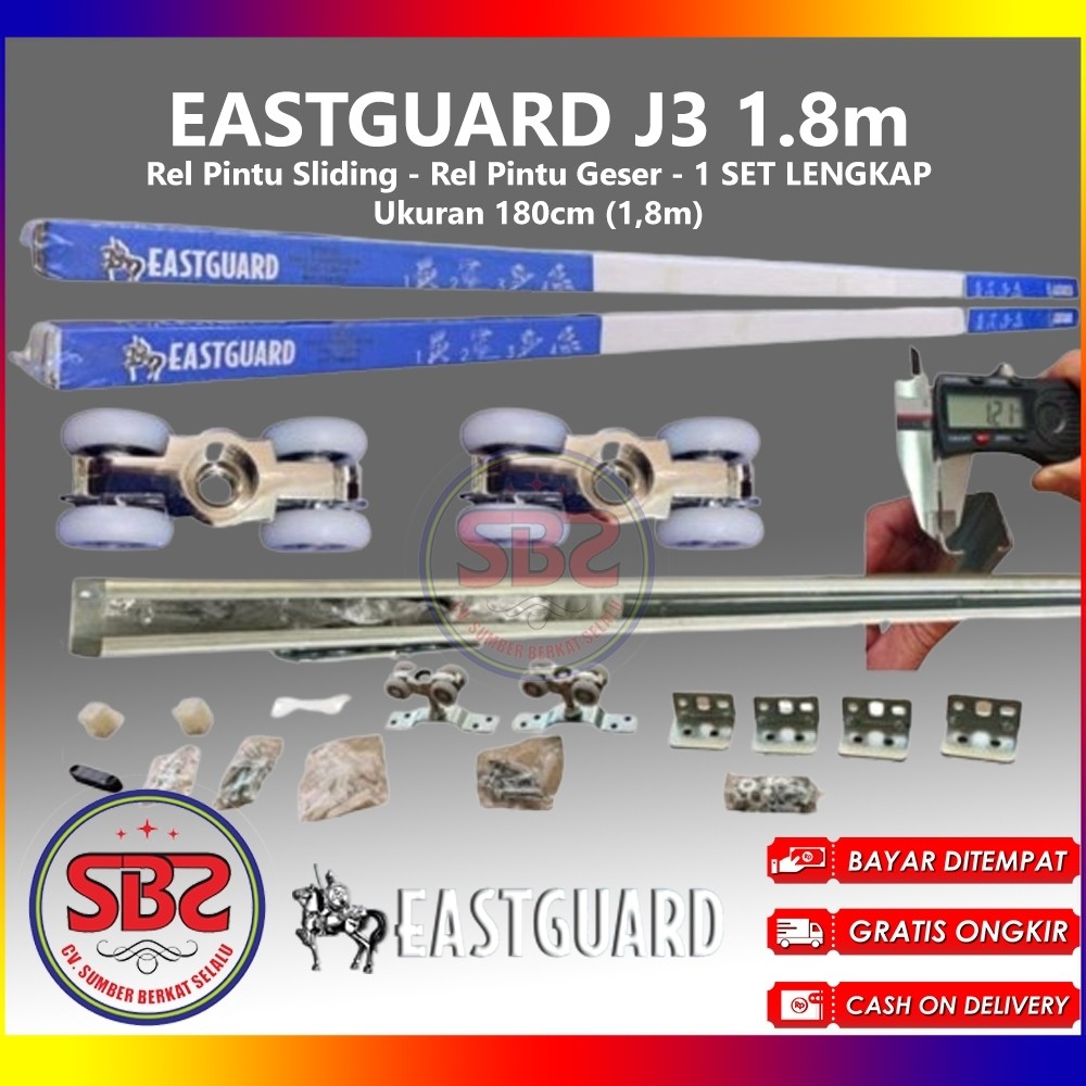 REL SLIDING J3 EASTGUARD - Rel Pintu Dorong - Sliding Rail Galvanis - Sliding Track - Rel Pintu 1.8m